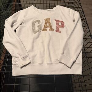 GAP White Sweatshirt with Glittery Accents